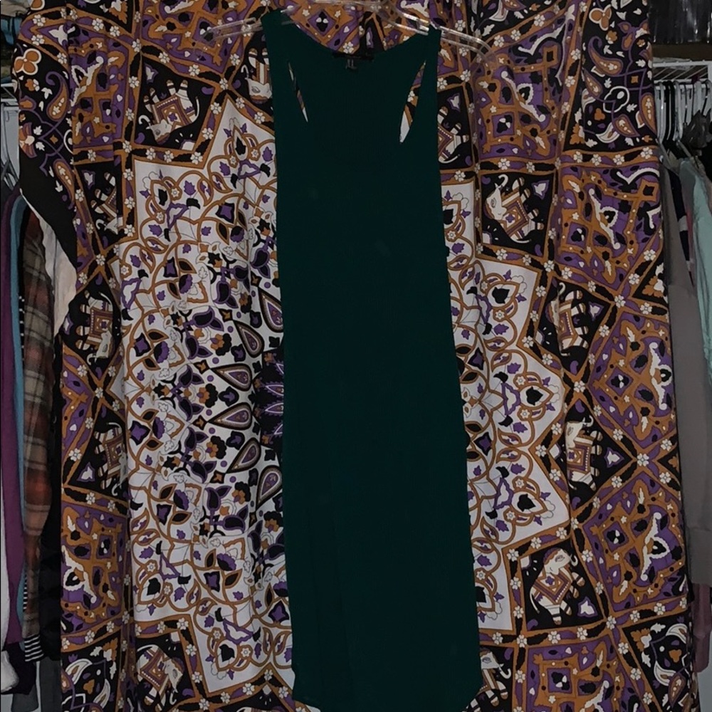 Dark green forever21 maxi halter top slinky dress.